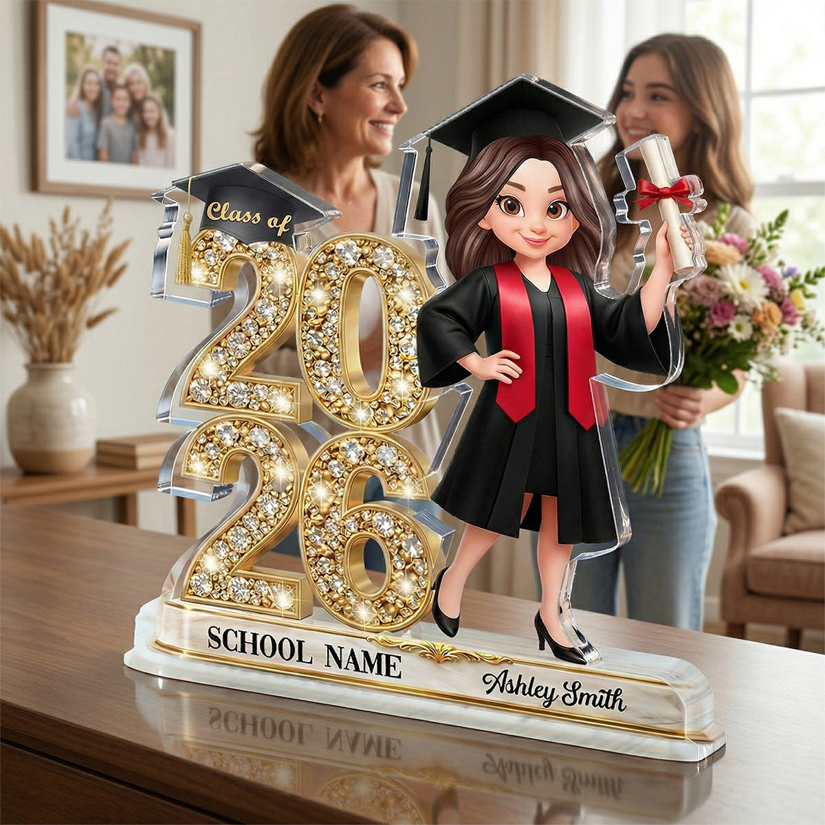 Class Of Year Graduation Behind You All Your Dream - Personalized Acrylic Block Plaque - Graduation Gift For Graduates, Daughter, Son