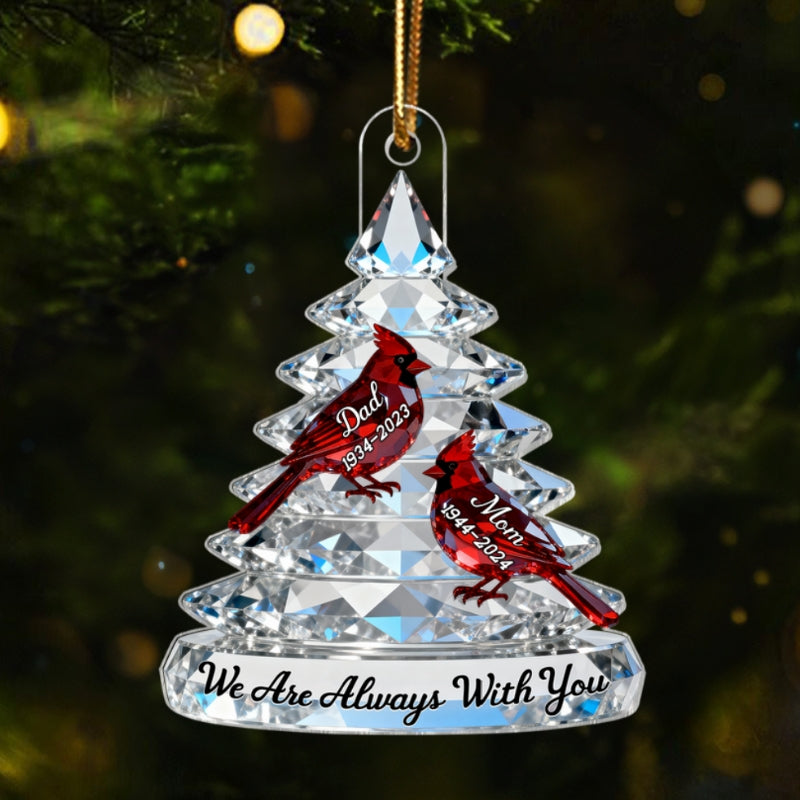3D Effect Memorial Tree Cardinals - Personalized Acrylic Ornament - Remembrance Gift, Sympathy Gift For Whole Family, Extended Family