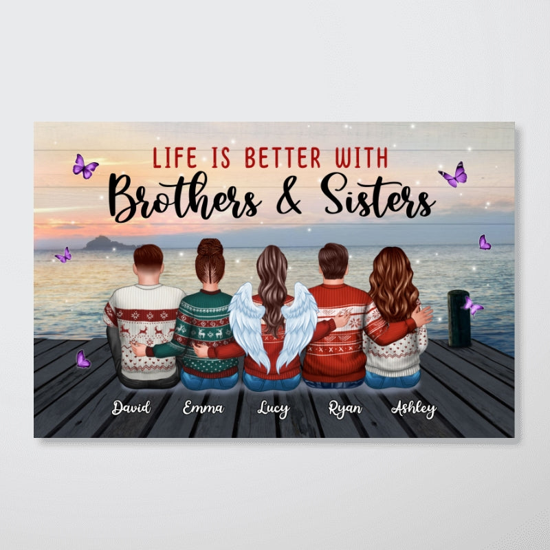 Family Siblings Besties Sitting Gift Personalized Poster