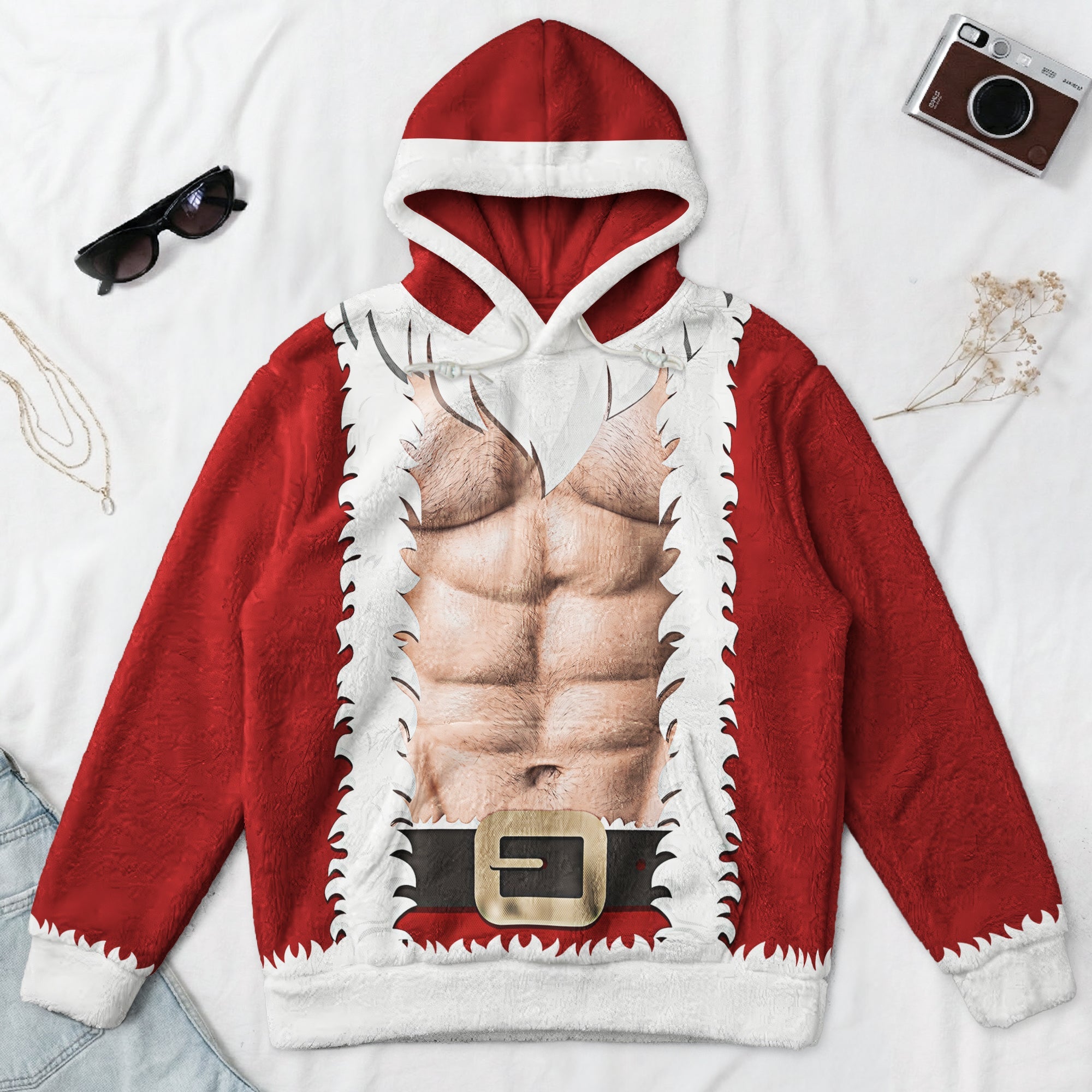 3D Six Pack Santa Funny Christmas Gift For Him, Husband, Boyfriend - Personalized Hoodie