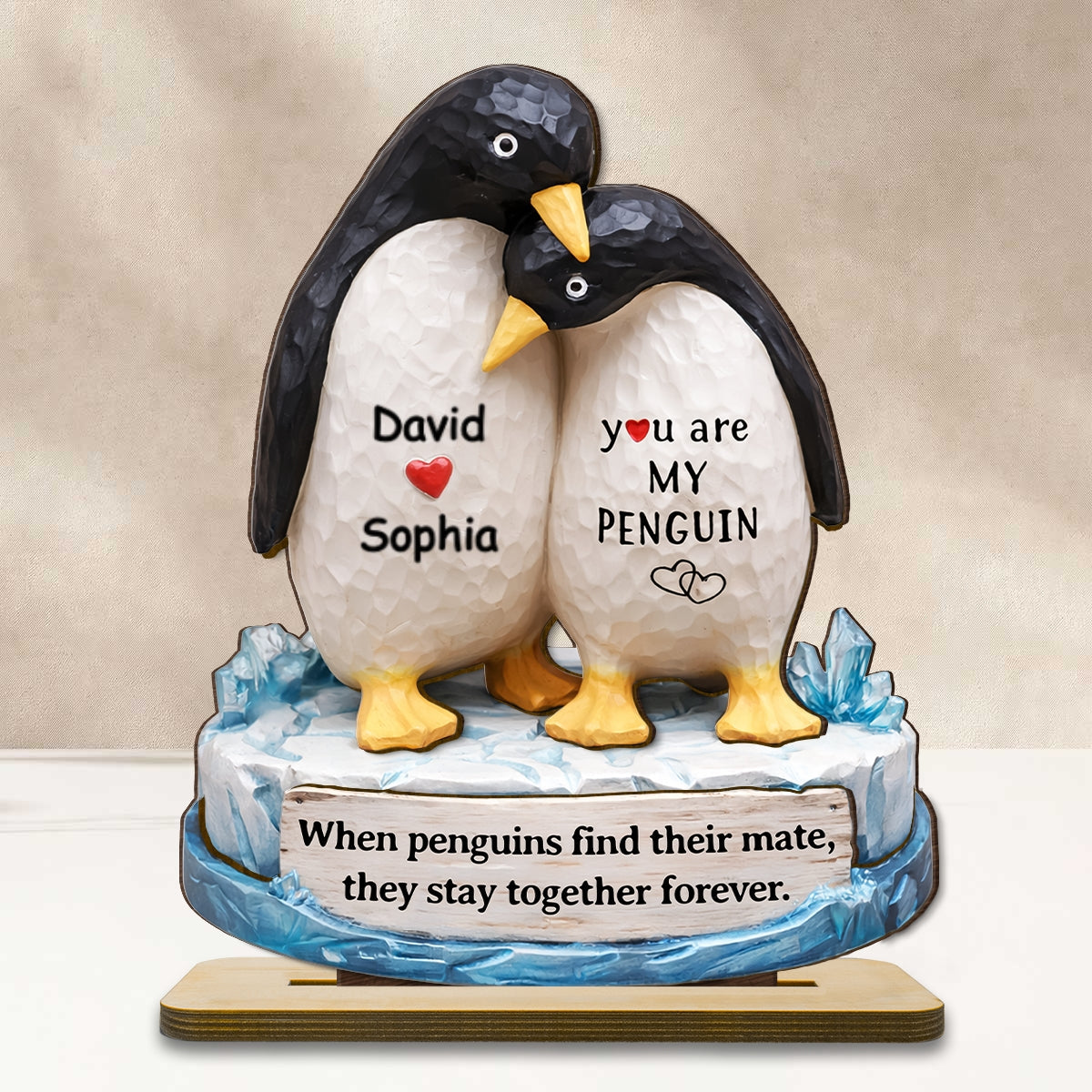 You Are My Penguin - Personalized 2-Layered Wooden Plaque - Sentimental Wedding Anniversary Gift, Gift for Him, for Her