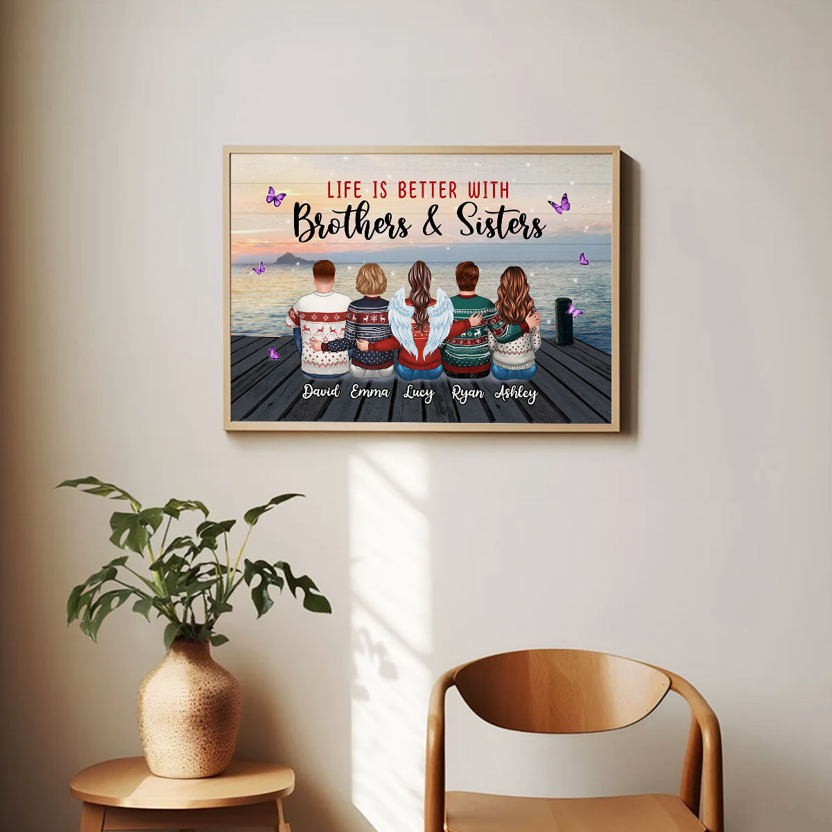 Family Siblings Besties Sitting Gift Personalized Poster