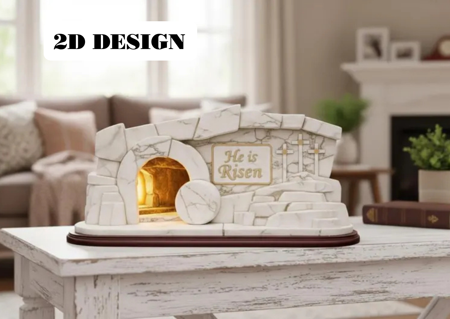 Easter Resurrection 2D Wooden Block Sign – He Is Risen Christian Decor