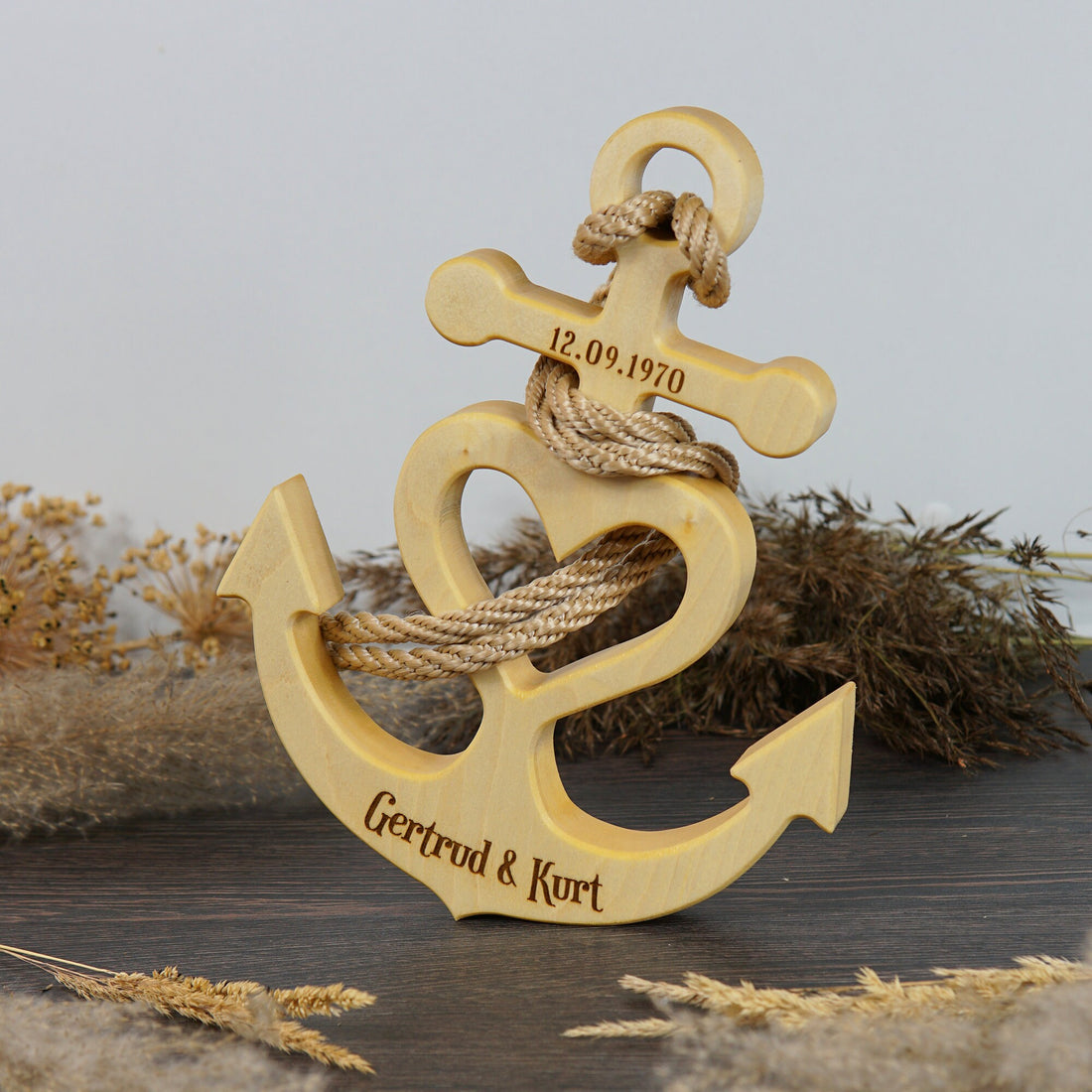 Personalized anchor with heart as a housewarming gift for couples or weddings