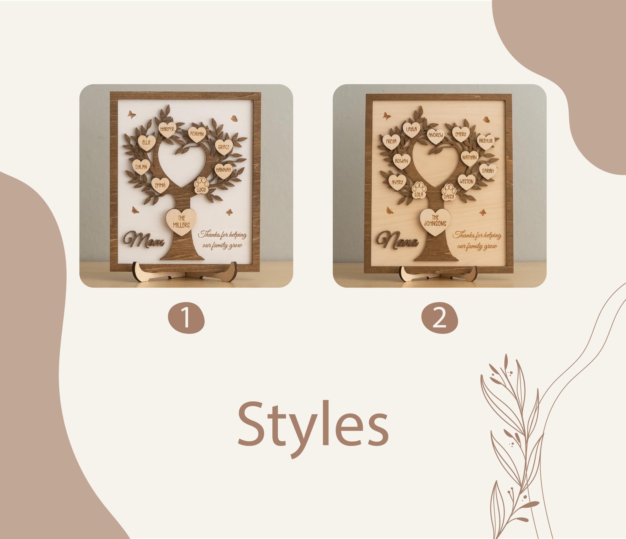 Personalized Family Tree Wood Sign for Rustic Home Decor