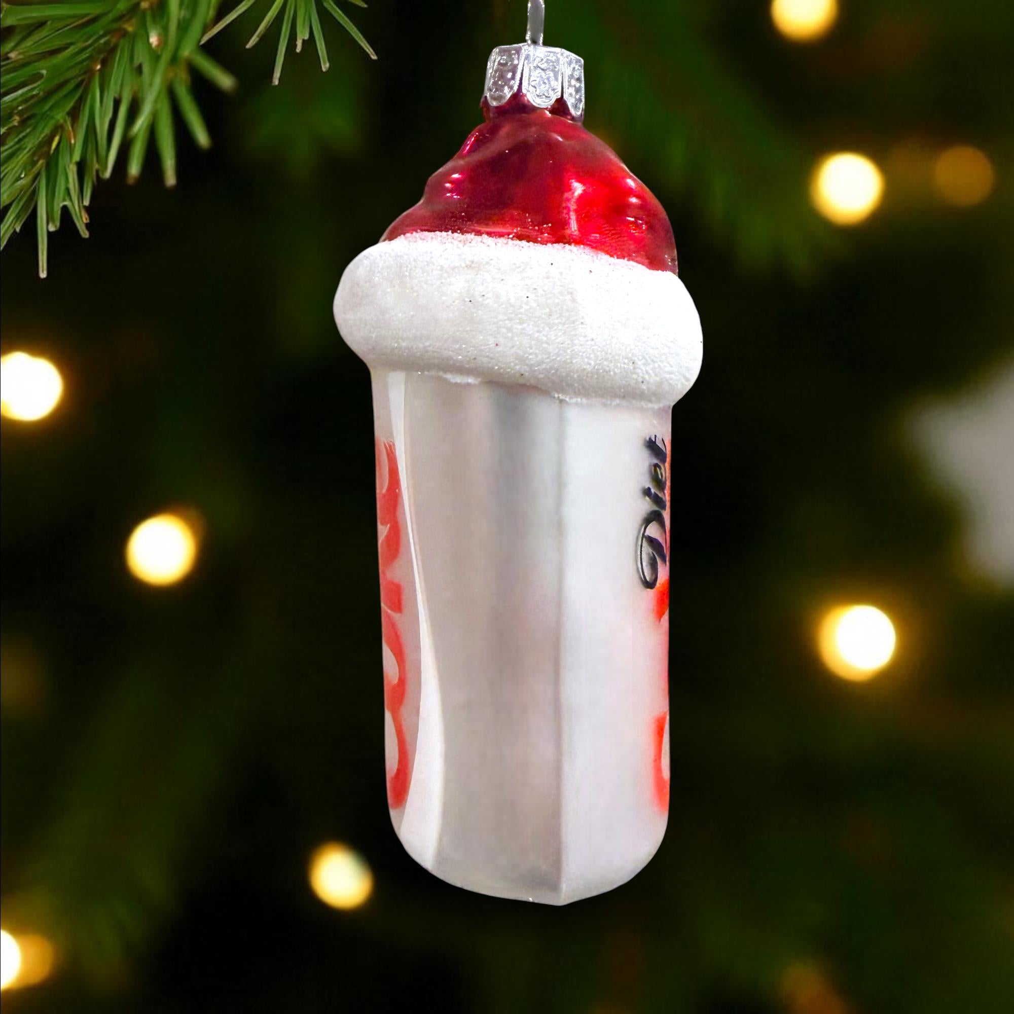 Personalized Diet Coke Christmas Ornament – Soda Can with Santa Hat