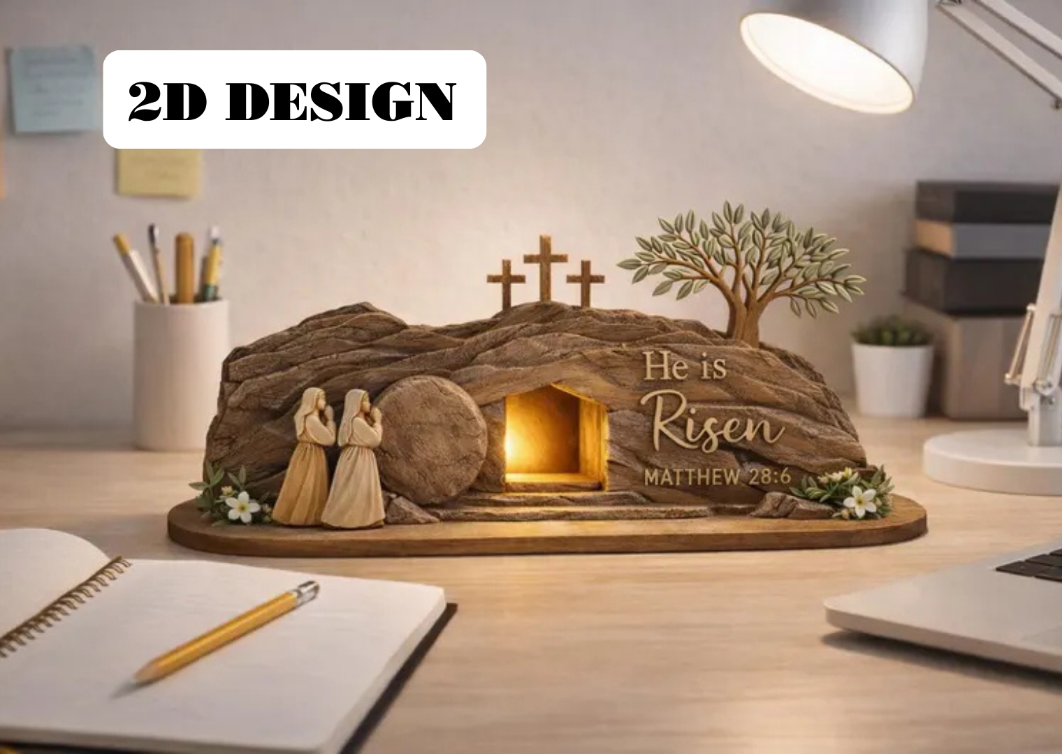 He Is Risen Easter Wooden Block – Resurrection Table Sign
