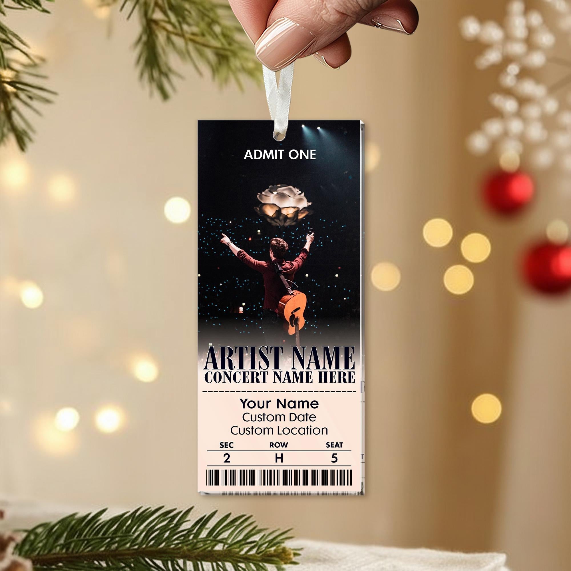 Personalized Acrylic Favorite Concert Ticket Ornament: Music Lover Gift Keepsake