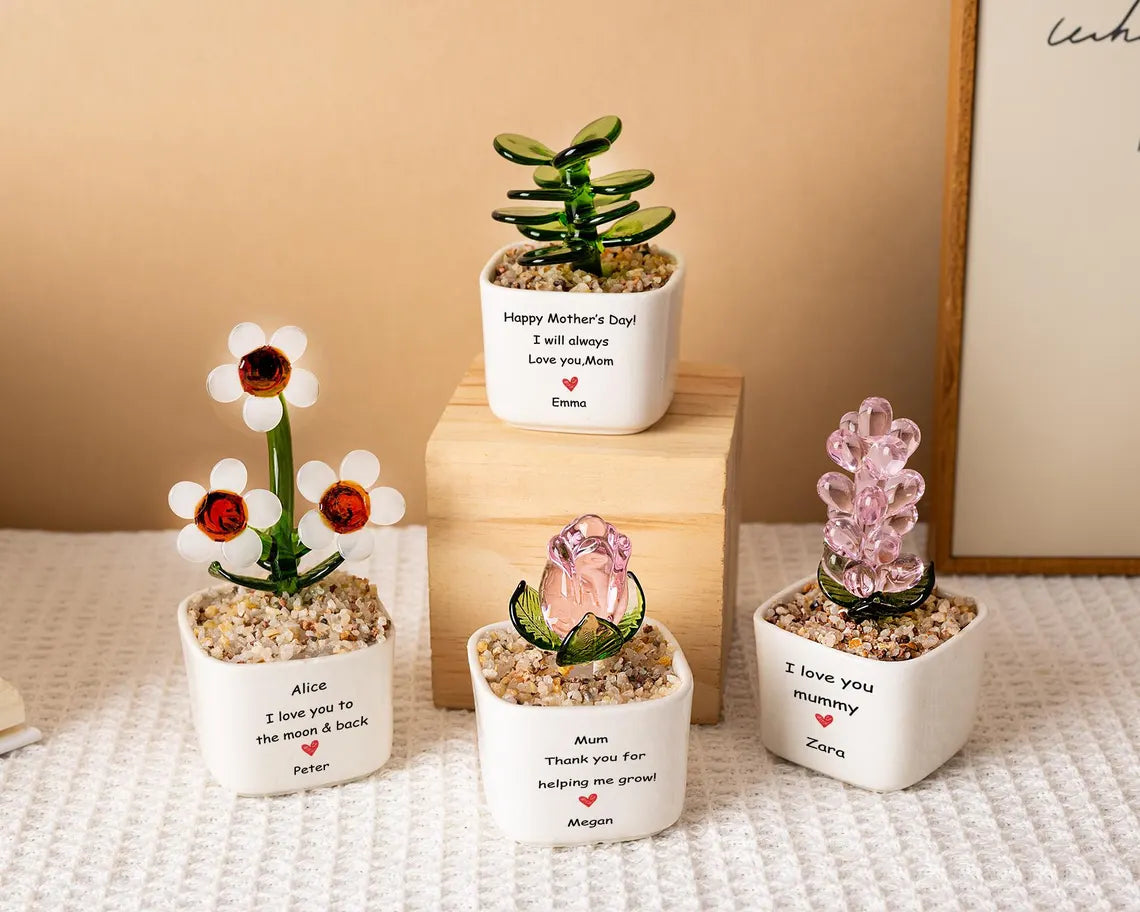 Custom Glass Flower Pot – Personalized Mother's Day Gift