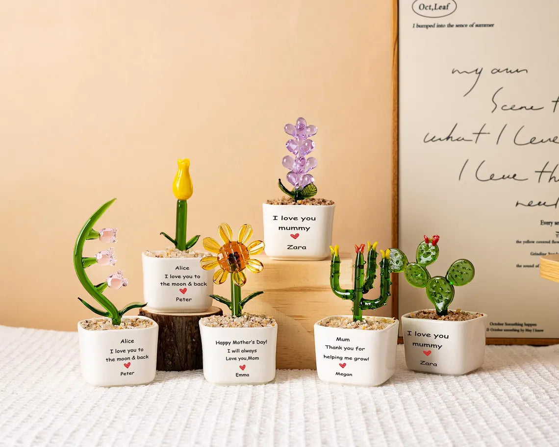 Custom Glass Flower Pot – Personalized Mother's Day Gift