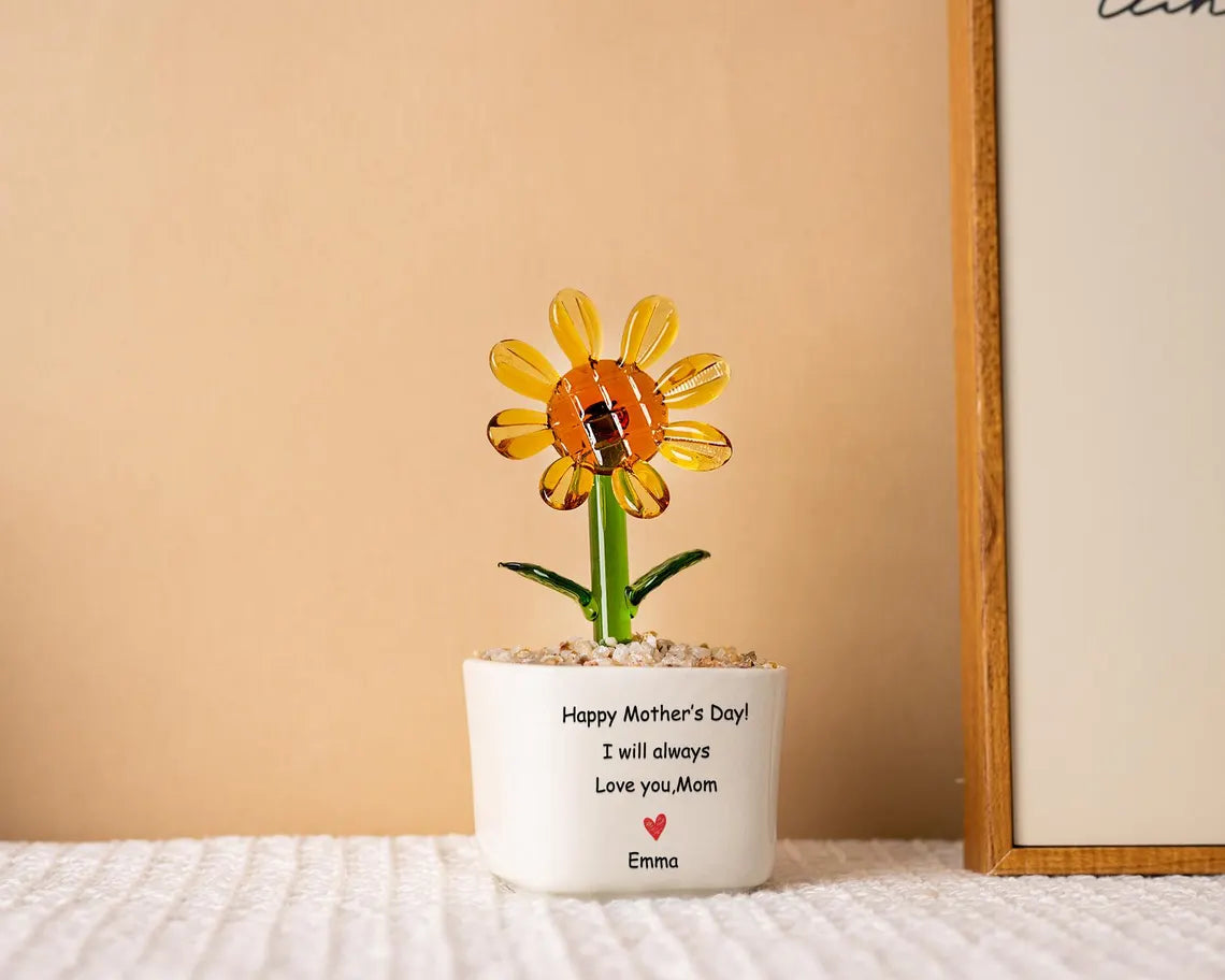 Custom Glass Flower Pot – Personalized Mother's Day Gift