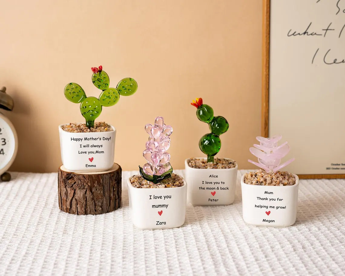 Custom Glass Flower Pot – Personalized Mother's Day Gift