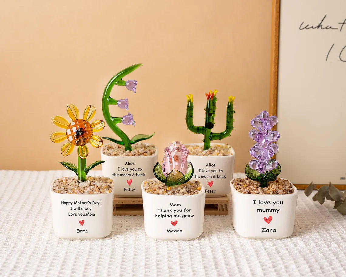 Custom Glass Flower Pot – Personalized Mother's Day Gift