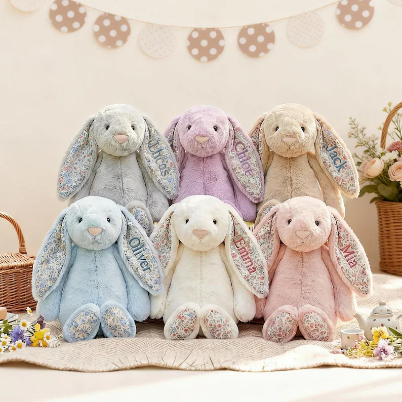 Custom Flora Stuffed Bunny – Personalized Plush Easter Gift