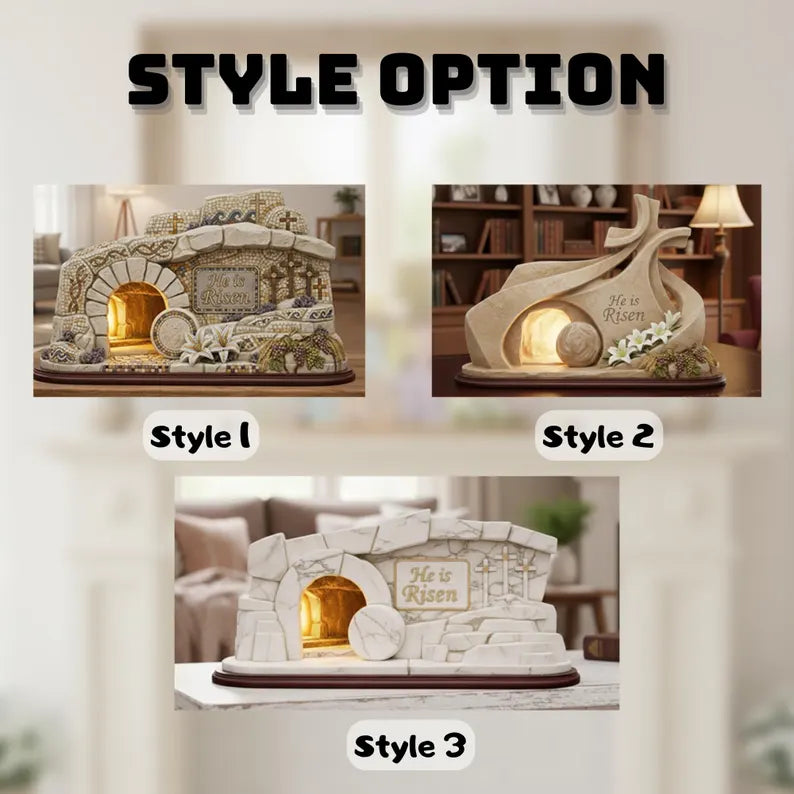 Easter Resurrection 2D Wooden Block Sign – He Is Risen Christian Decor