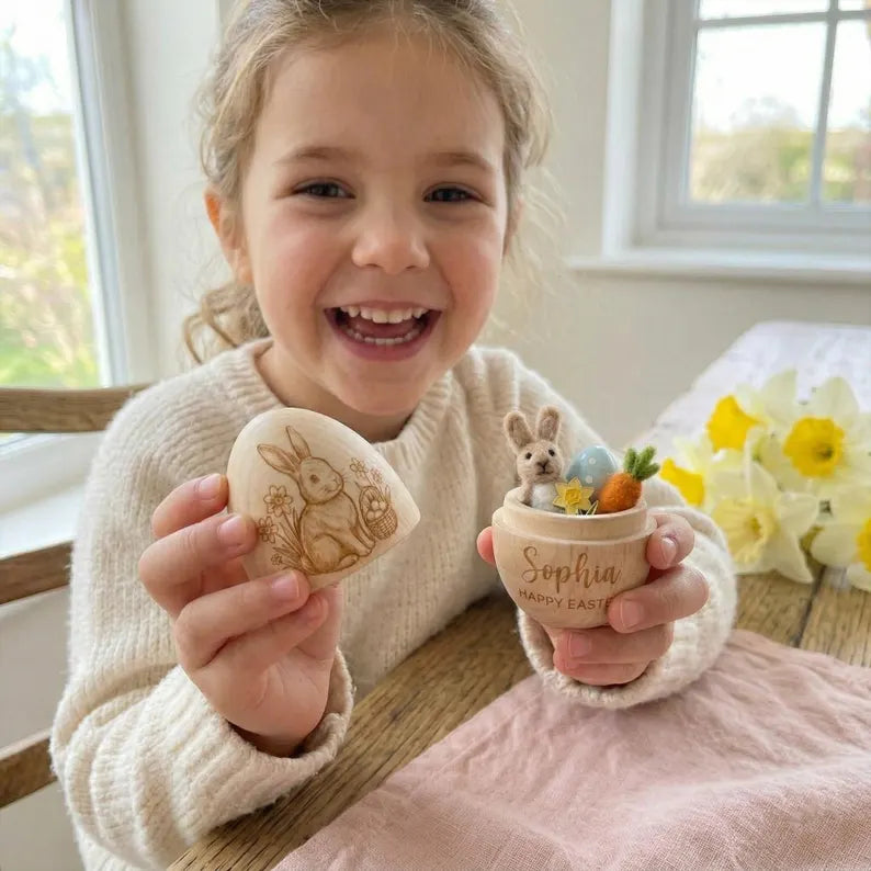 Personalized Wooden Hollow Easter Egg – Fillable Easter Keepsake