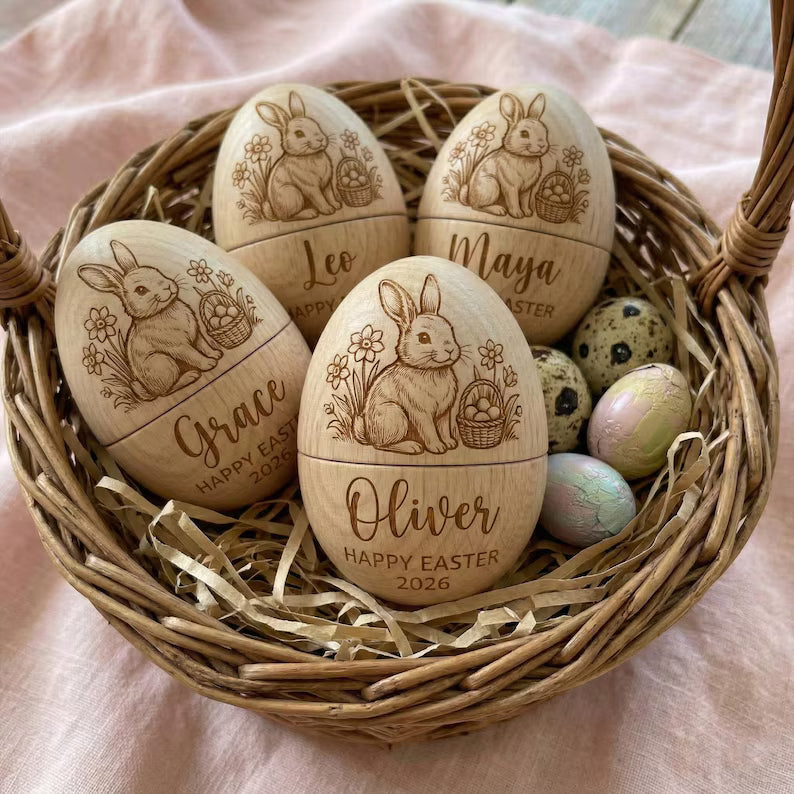 Personalized Wooden Hollow Easter Egg – Fillable Easter Keepsake