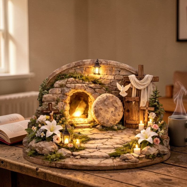 Easter Resurrection Tomb 2D Wooden Block – Empty Grave Scene