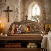4 Layers Empty Tomb Easter Wooden Display – He Is Risen Cross Shelf Sign