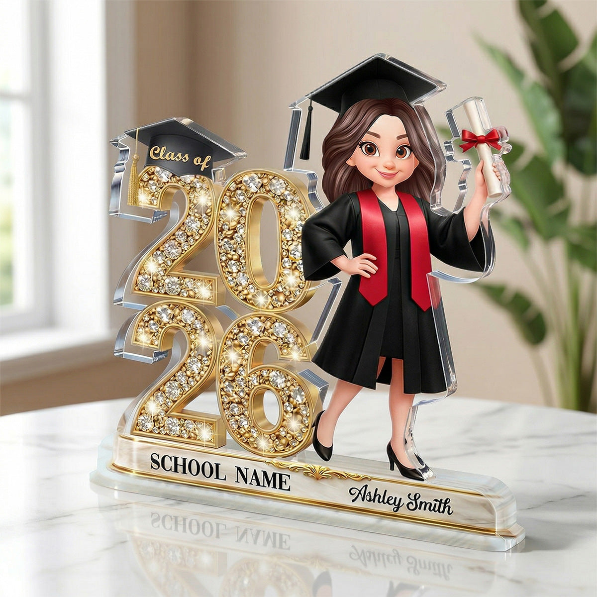 Class Of Year Graduation Behind You All Your Dream - Personalized Acrylic Block Plaque - Graduation Gift For Graduates, Daughter, Son