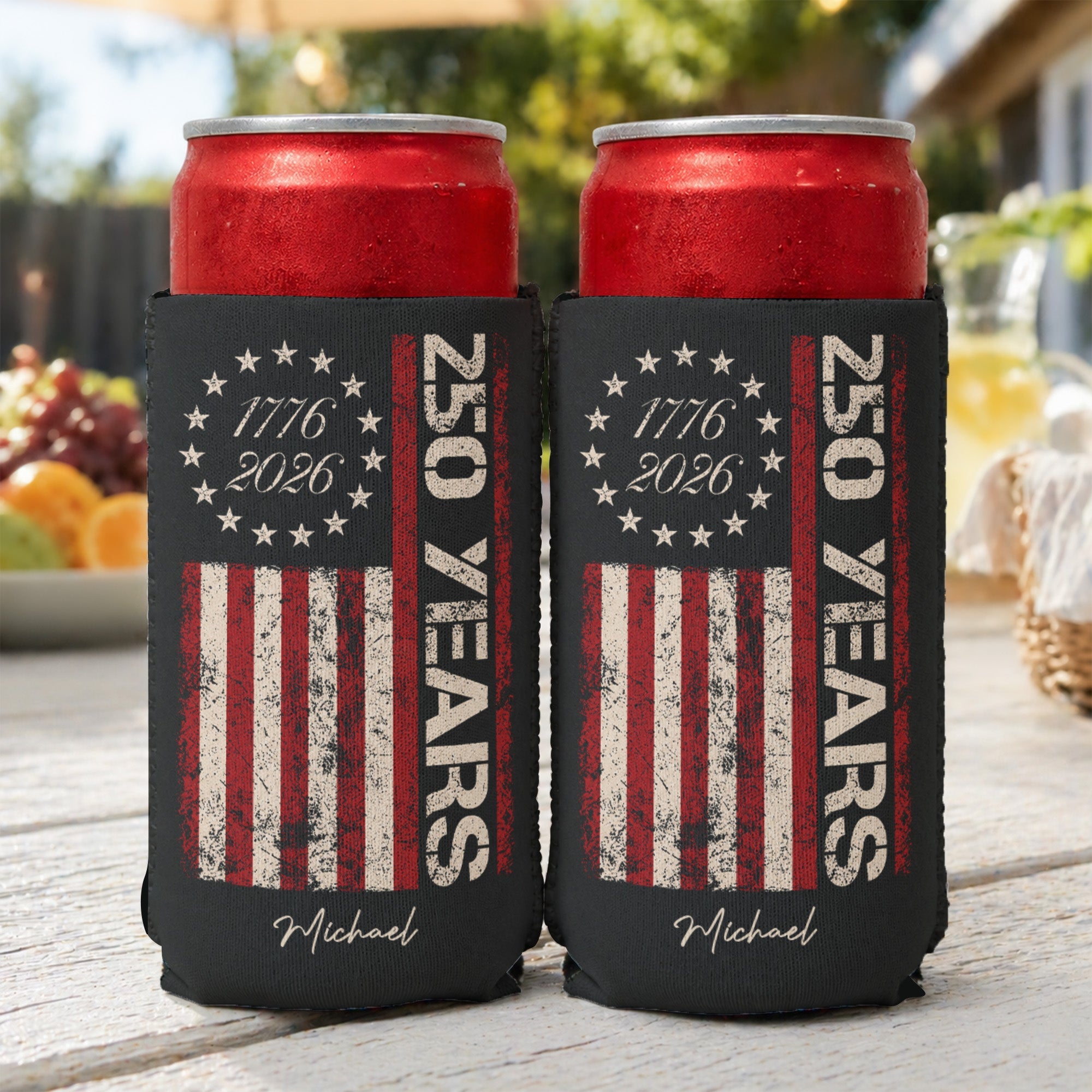 4th Of July Celebration 250 Years - Personalized Can Cooler