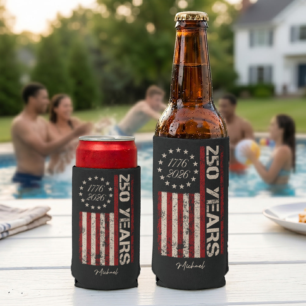 4th Of July Celebration 250 Years - Personalized Can Cooler