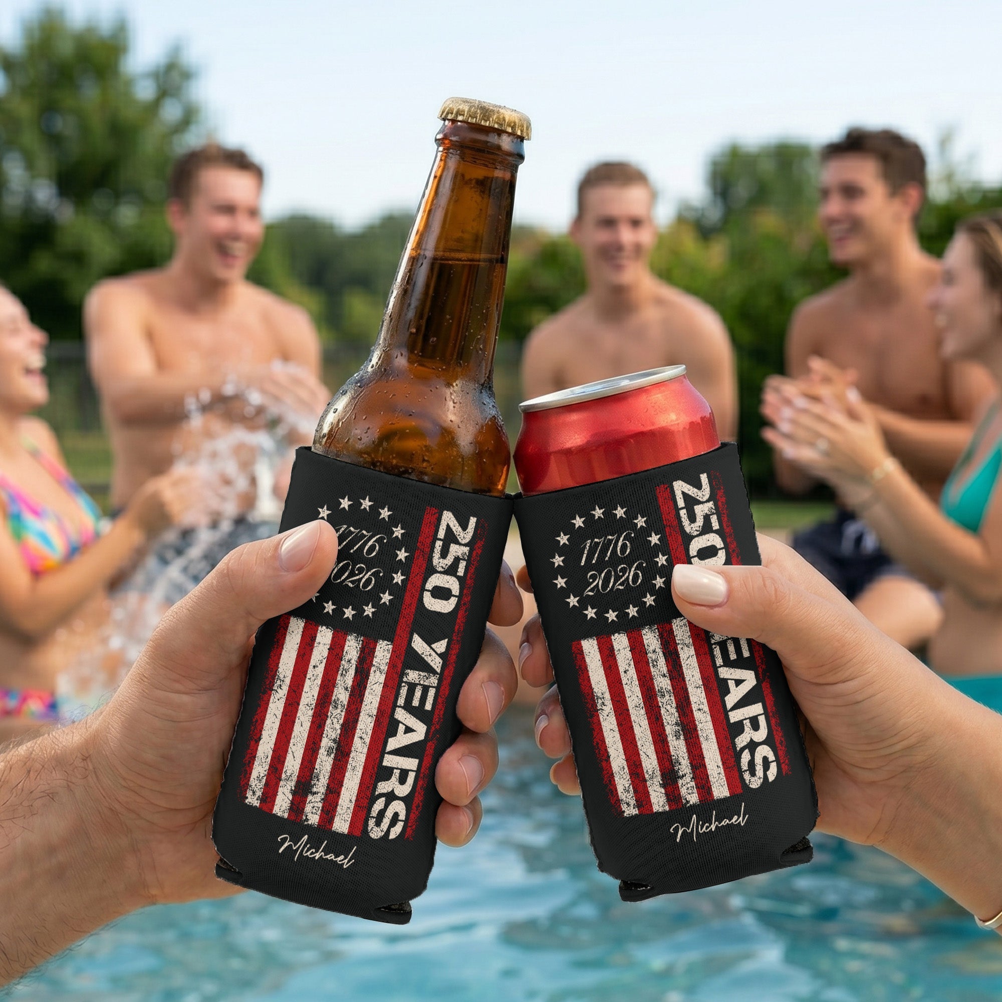 4th Of July Celebration 250 Years - Personalized Can Cooler