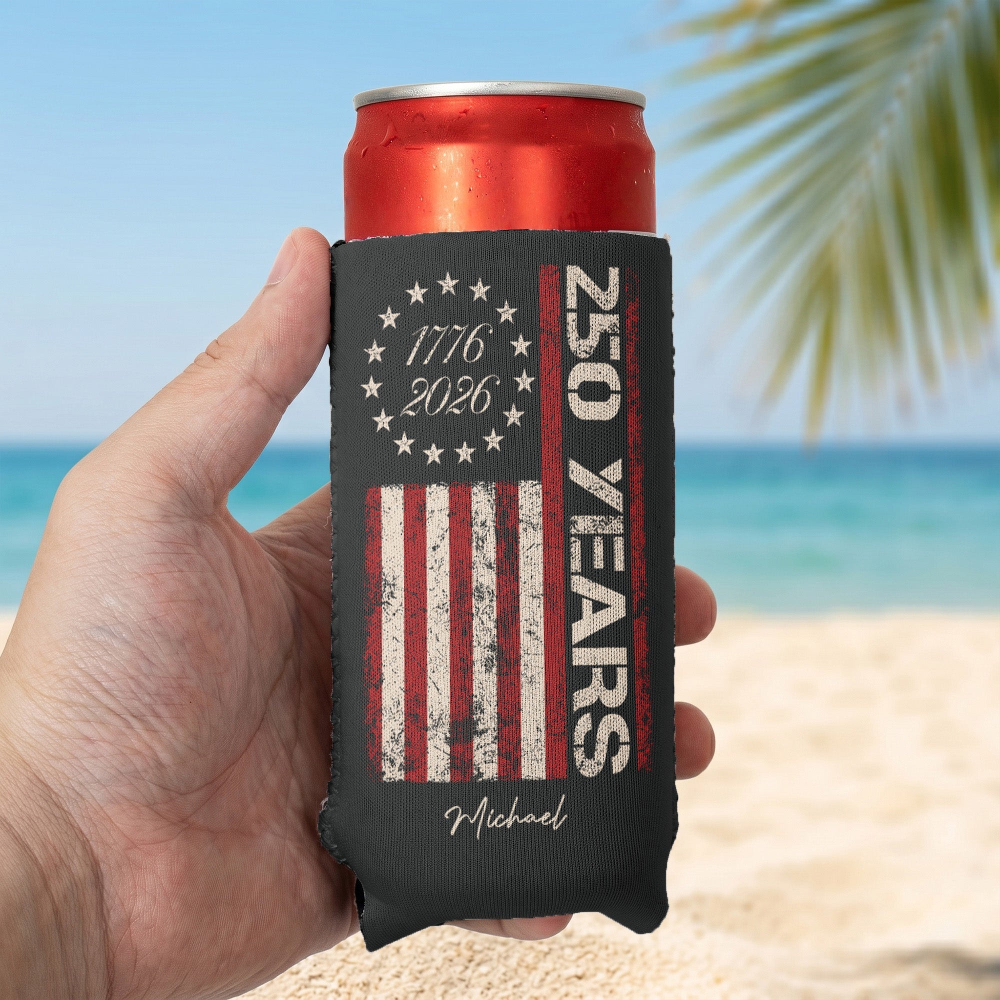 4th Of July Celebration 250 Years - Personalized Can Cooler