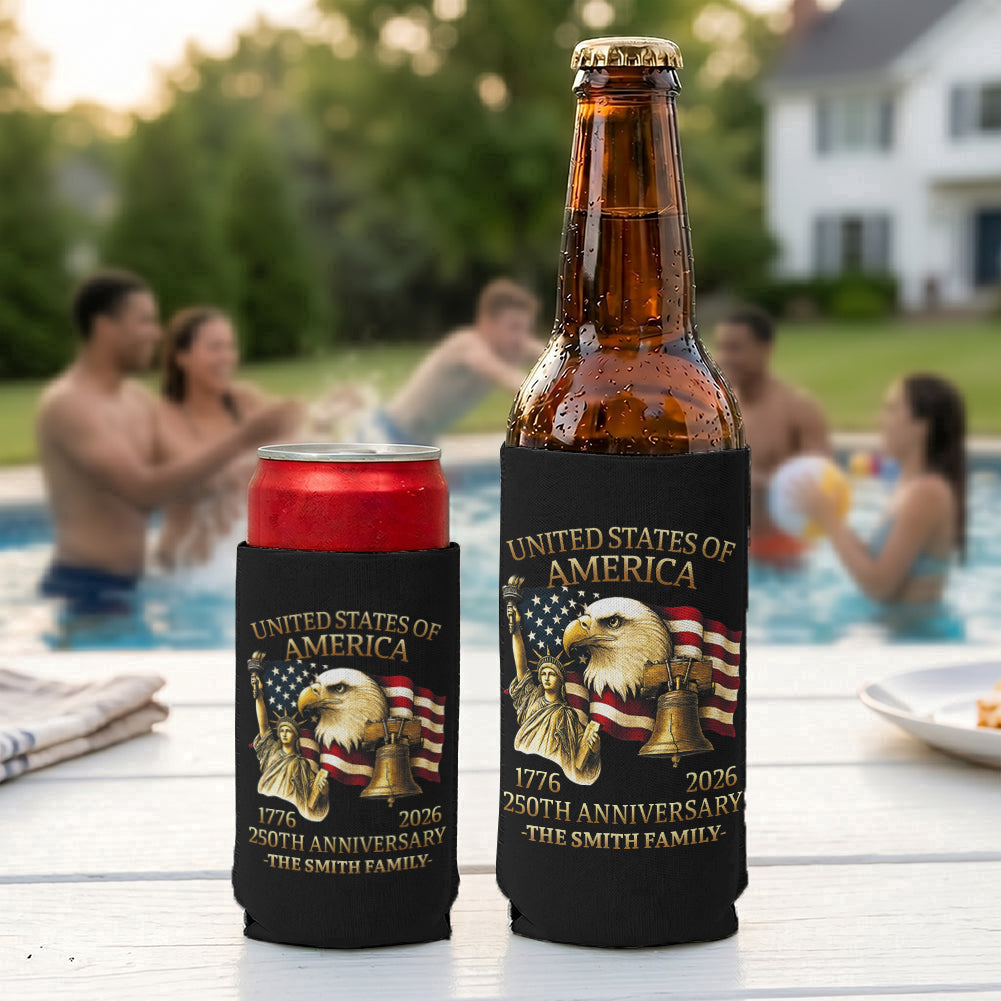 4th Of July Usa 250th Anniversary - Personalized Can Cooler