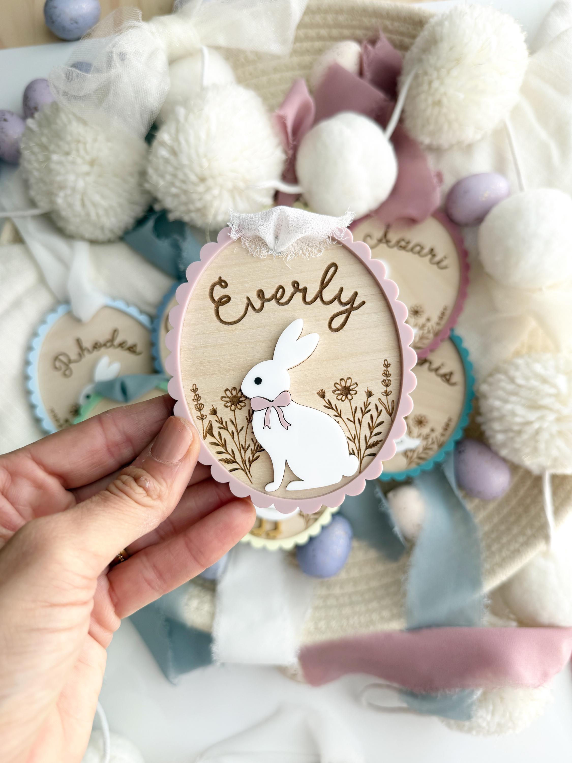 Custom easter name tags – Personalized bunny gift tag