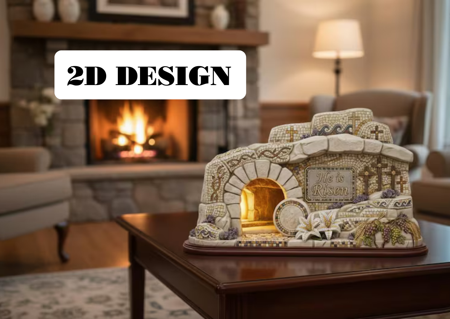 Easter Resurrection 2D Wooden Block Sign – He Is Risen Christian Decor