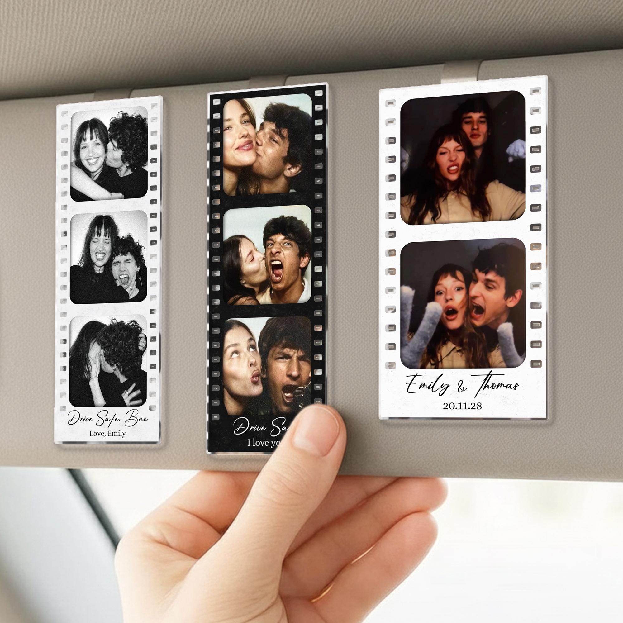 Personalized Couple Car Visor Clip, Custom Photo Gifts for Him, Drive Safe I Love You Sun Visor, Valentines Gift for Boyfriend, Husband