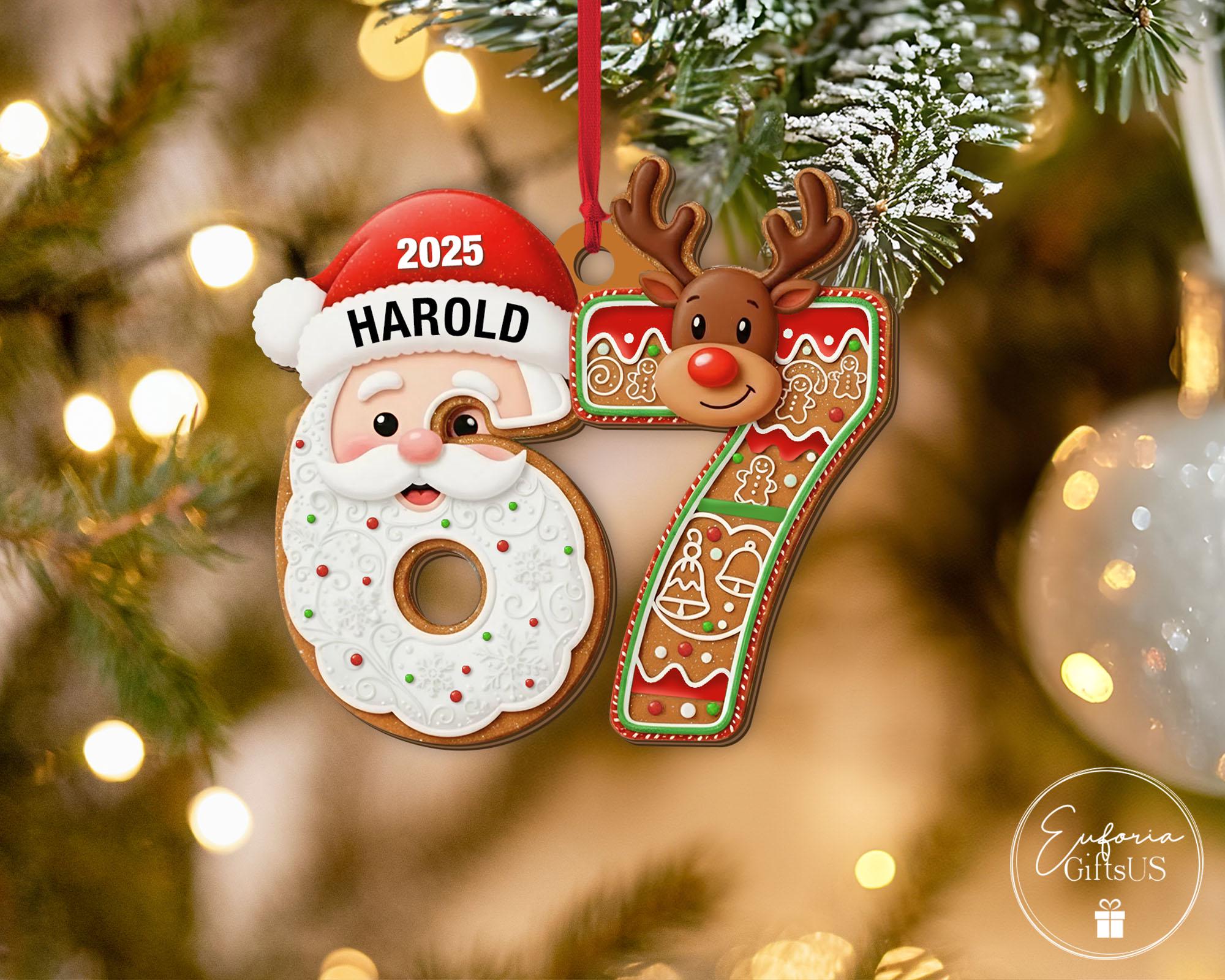 Custom Six Seven Christmas Ornament, Funny Teen Slang Ornament, Gen Z Teenager Tween Ornament, Christmas Gifts