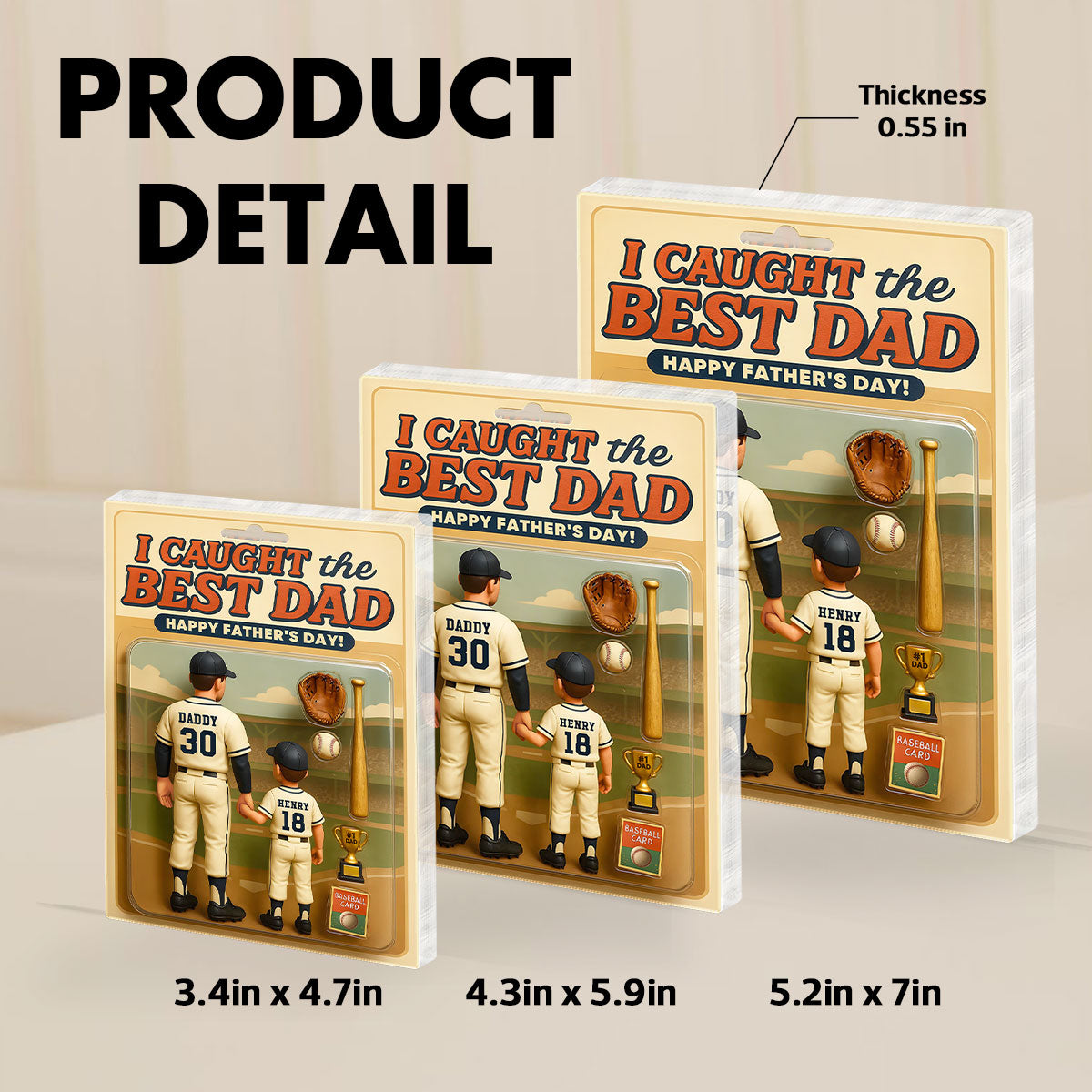 We Caught the Best Dad, Grandpa Baseball - Personalized Acrylic Block Plaque - Gift For Dad, Gift For Husband, Gift For Grandpa