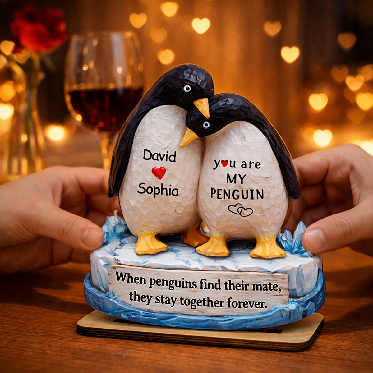You Are My Penguin - Personalized 2-Layered Wooden Plaque - Sentimental Wedding Anniversary Gift, Gift for Him, for Her
