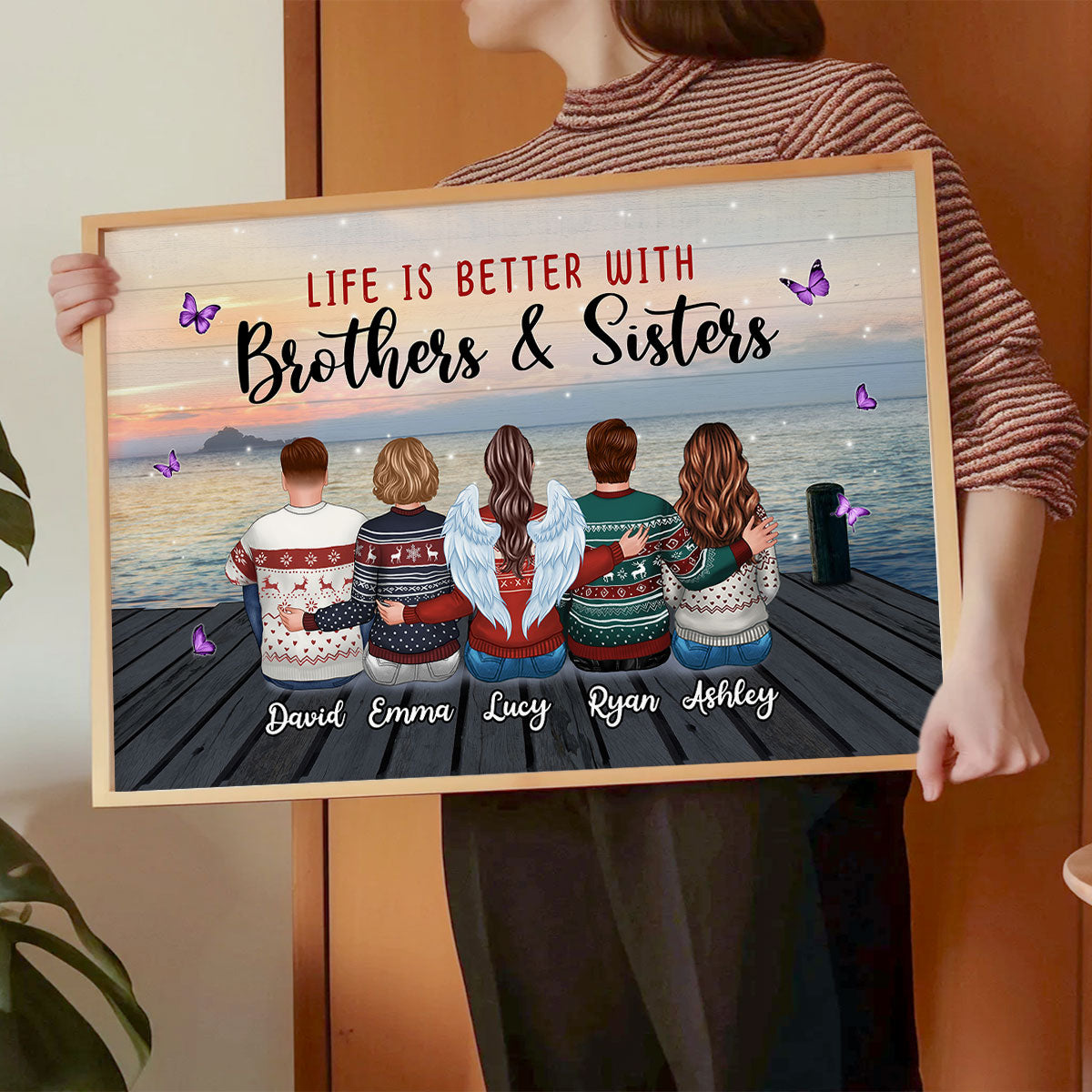 Family Siblings Besties Sitting Gift Personalized Poster