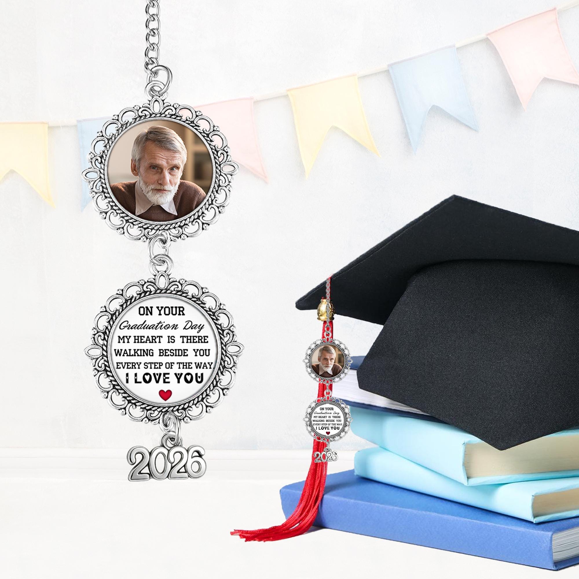 Custom Graduation Tassel With Photo Charm, Memorial Cap Ornament