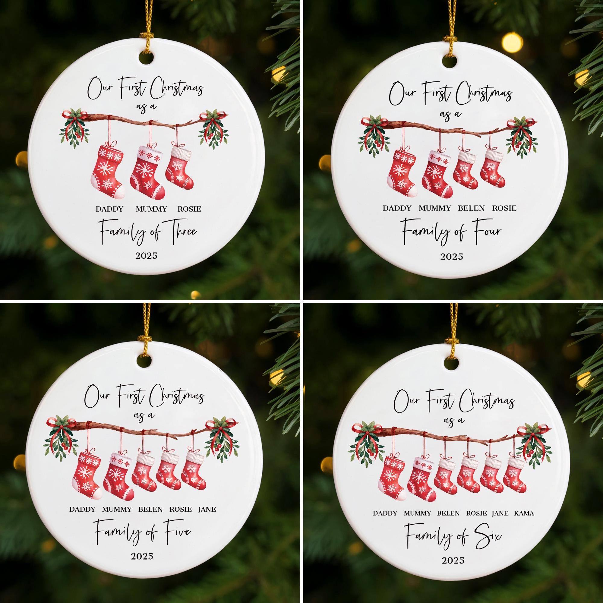 Personalised First Christmas as a Family of 4 Ornament, Baby First Christmas Tree Ornament, 1st Xmas Ornament 2025