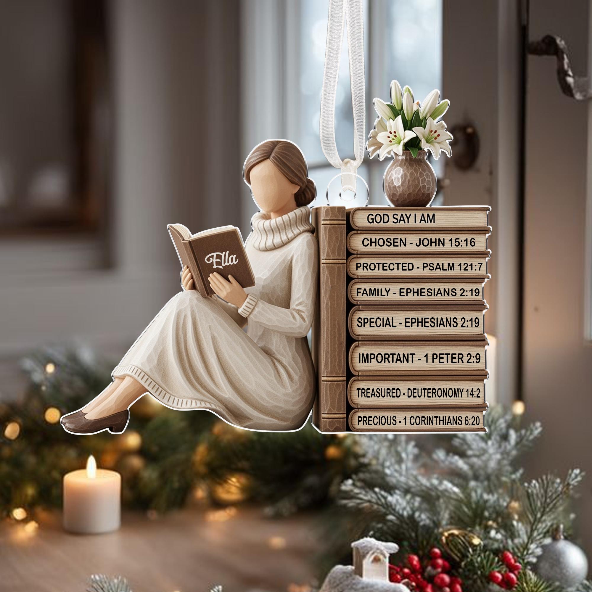 Personalized God Says I Am Ornament, Nativity Christmas Ornament, Christian Name Ornament with Bible Verse, Religious Gift, Christmas Gift