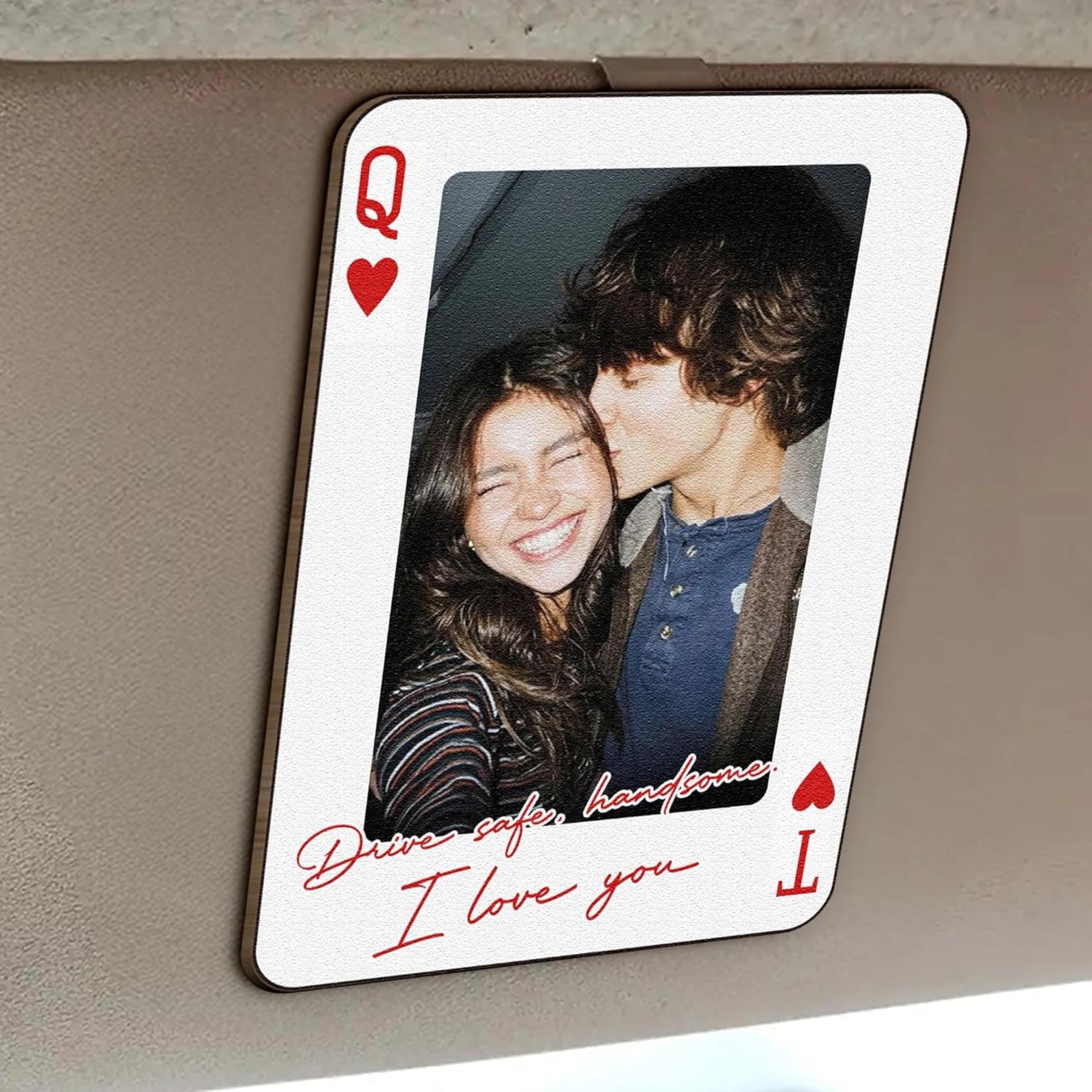 King & Queen Custom Photo Car Visor Clip – Drive Safe I Love You