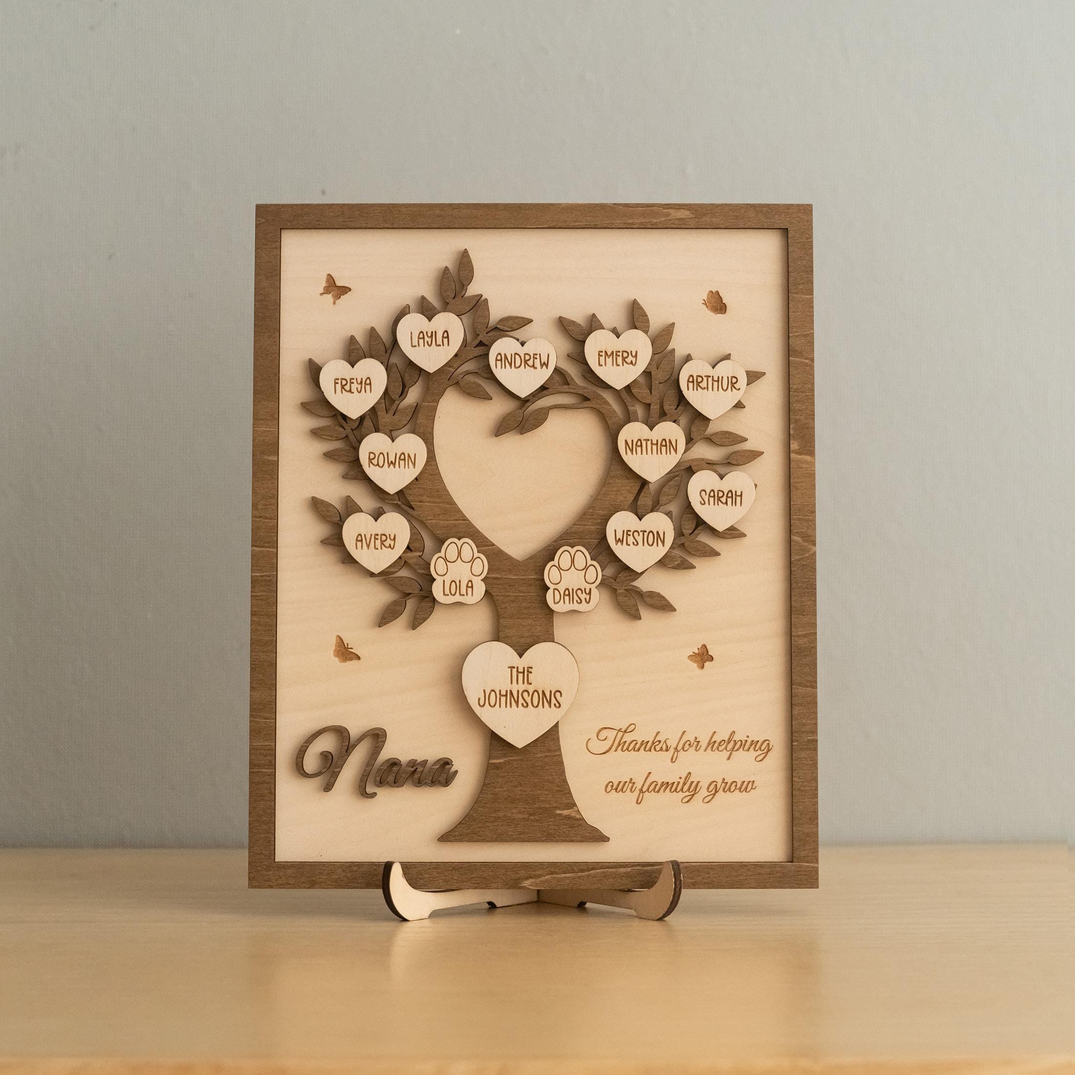 Personalized Family Tree Wood Sign for Rustic Home Decor