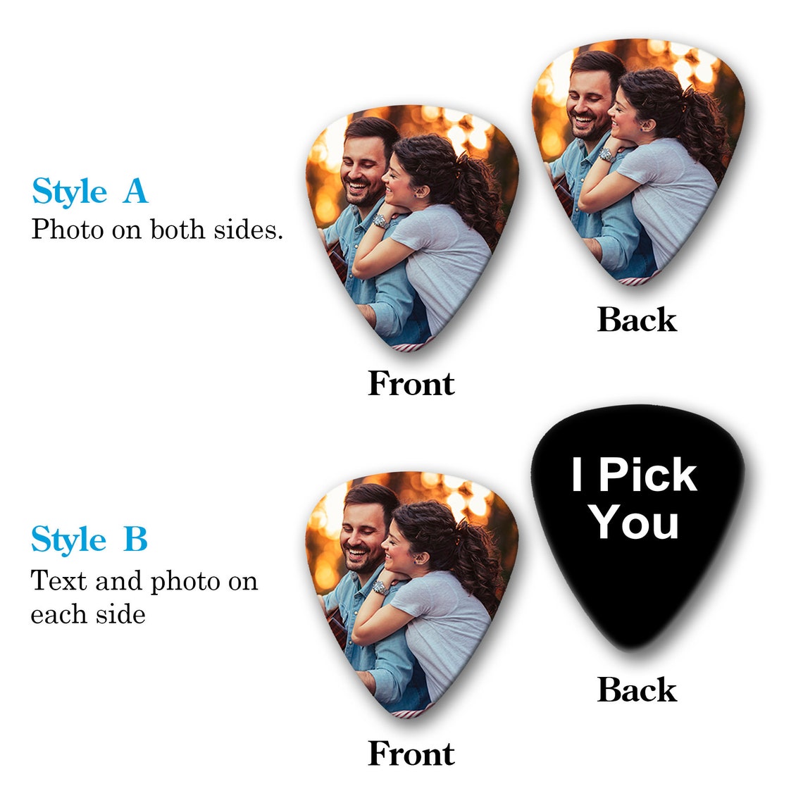 Customised Picks Personalized Wooden Guitar Picks with Case, Custom Photo Guitar Pick ...