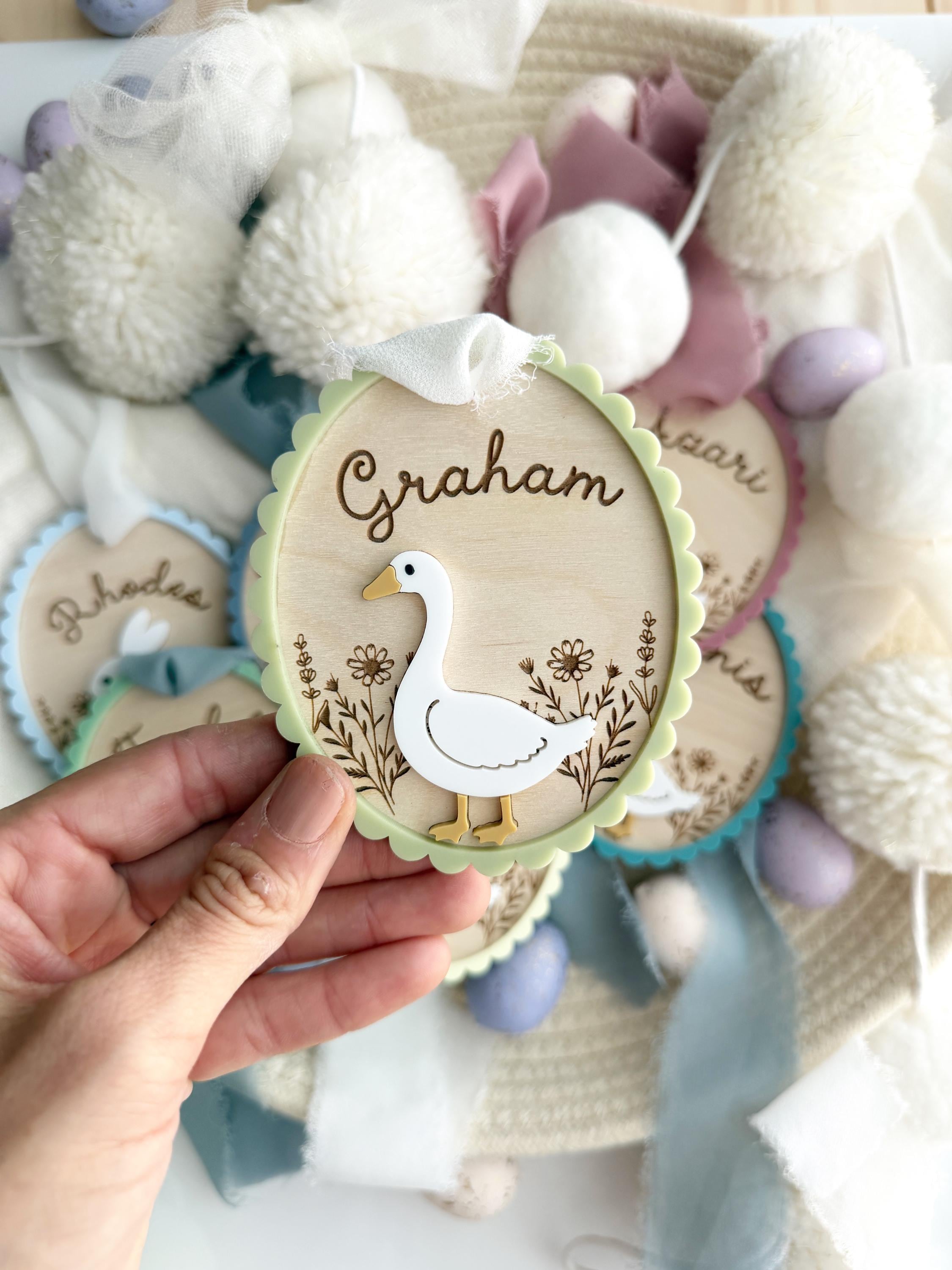 Custom easter name tags – Personalized bunny gift tag