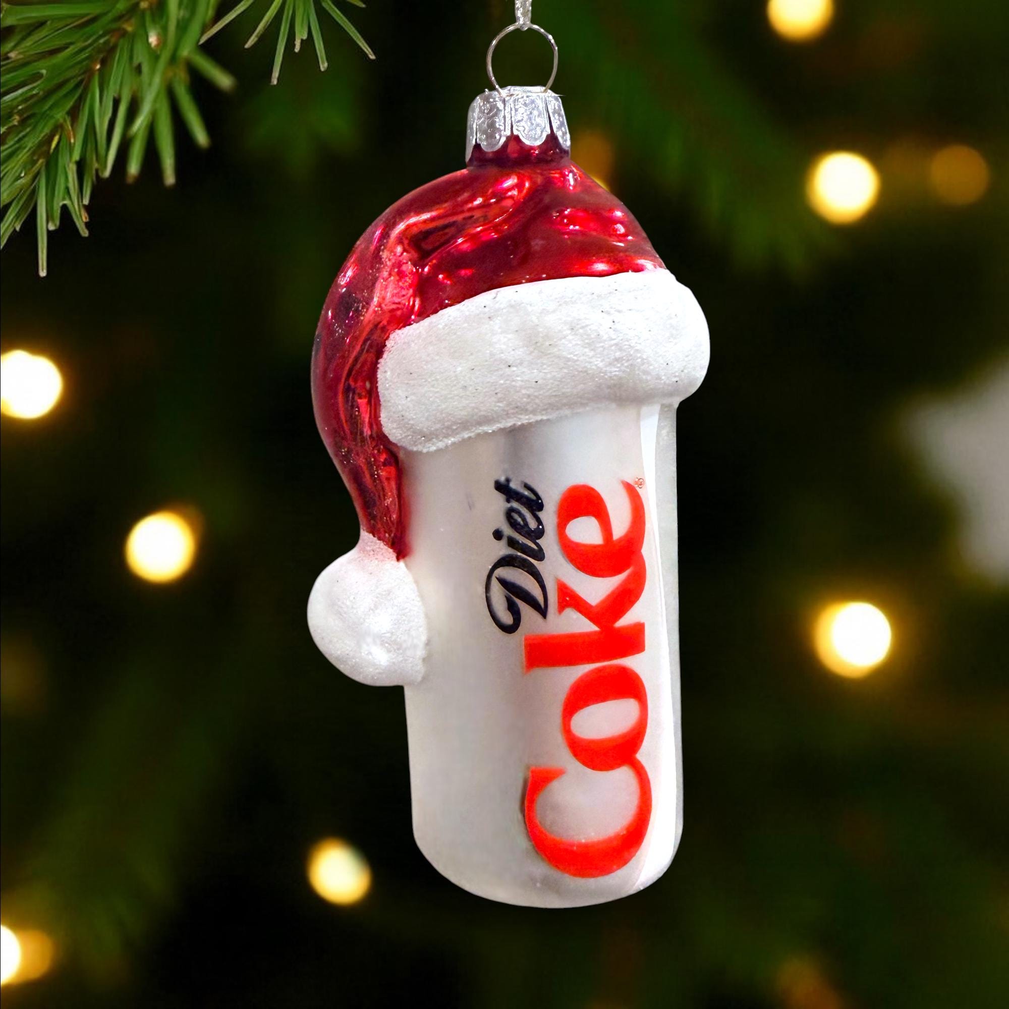 Personalized Diet Coke Christmas Ornament – Soda Can with Santa Hat