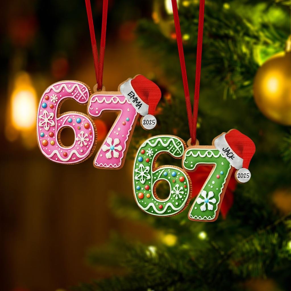 Custom '6 7' Christmas Ornament, Gen Z Slang Meme Gift