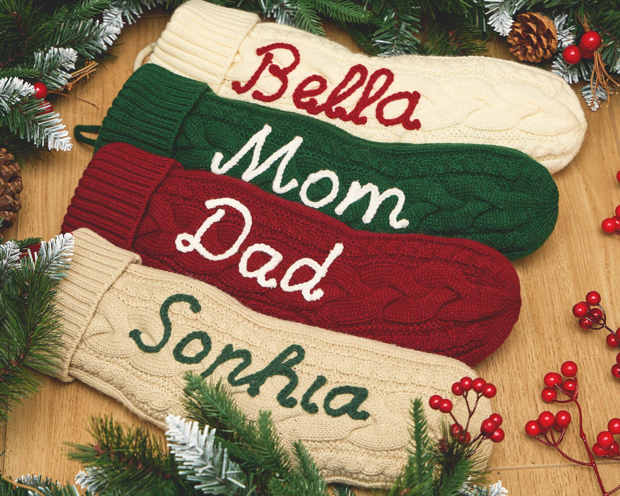 Personalized Christmas Stockings with name, Custom Knitted Stocking,Family Christmas Stockings
