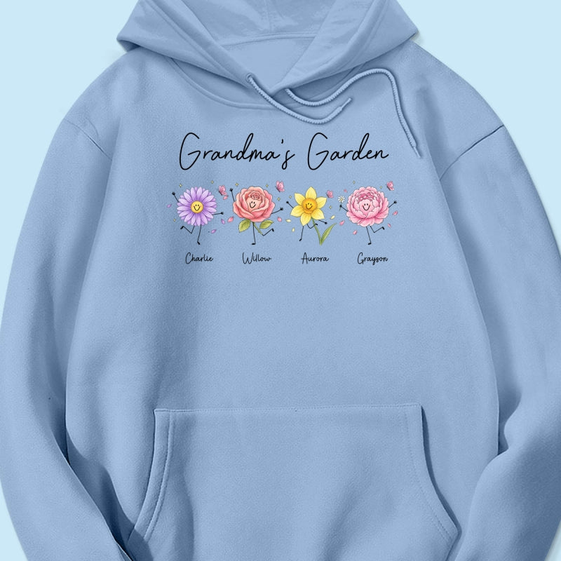 Grandma's Garden Cute Doodle Birth Month Flower - Personalized Shirt - Heartfelt Gift For Grandma, Mom, Auntie