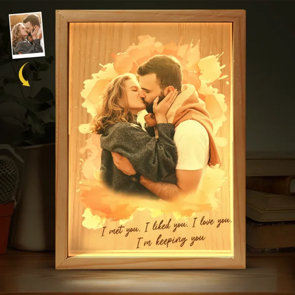 Custom Photo Home Is Wherever I'm With You - Couple Personalized Custom Frame Light Box - Gift For Husband Wife, Anniversary