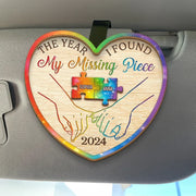 The Year I Found My Missing Piece - Couple Personalized Custom Car Visor Clip - Gift For Husband Wife, Anniversary, LGBTQ+