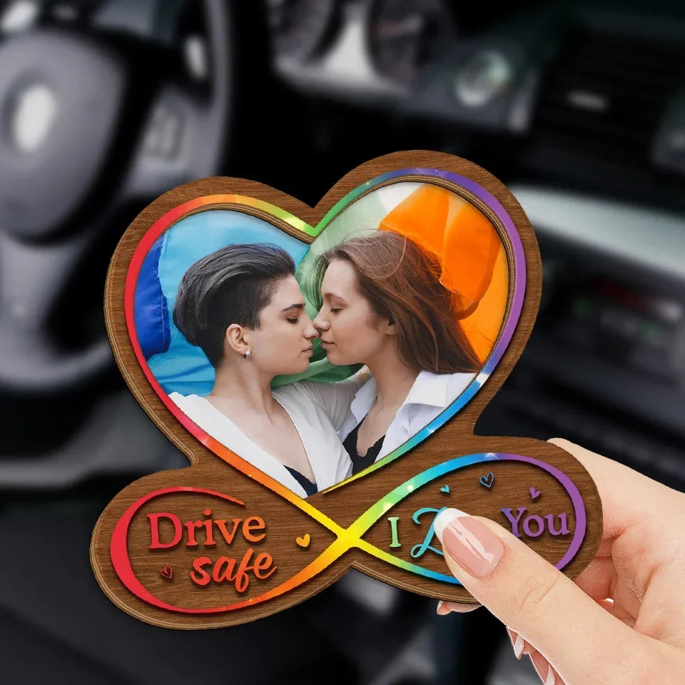 Custom Photo Drive Safe, My Love - Couple Personalized Custom Car Visor Clip - Gift For Husband Wife, Anniversary, LGBTQ+